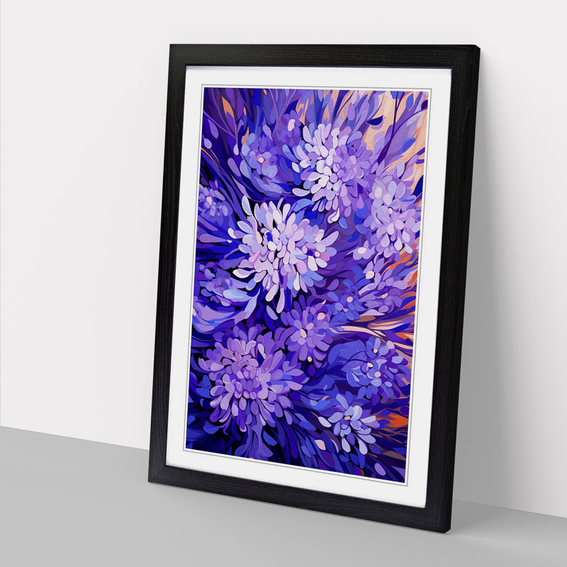 Lavender Flower Orphism Art - Framed Print, 64cm H x 46cm W x 2cm D, Black Framed