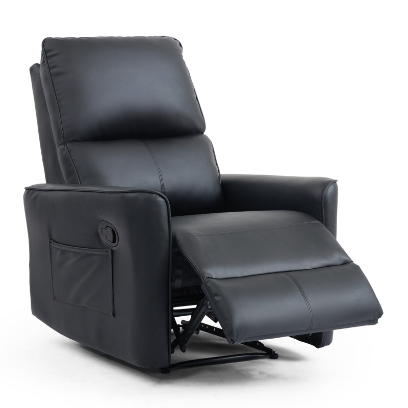 Saagar 6 Seater Faux Leather Reclining Sofa, Black
