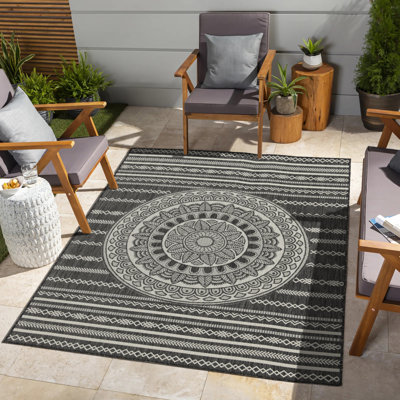 Rayon de soleil anthracite 5 pi 3 po X 7 pi 3 po Tapis intérieur / extérieur