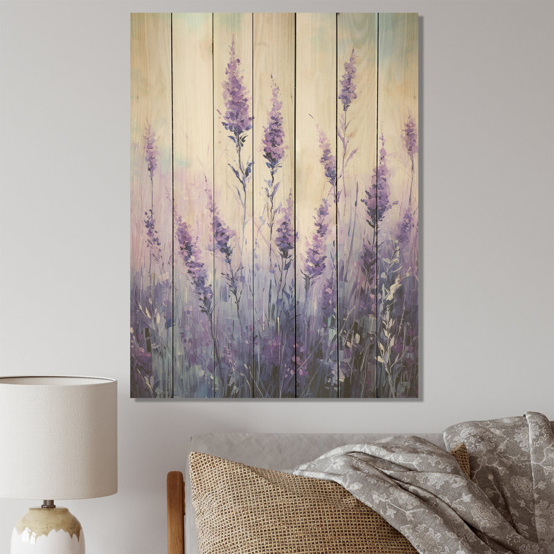 Lavande sérénité III - Herbes florales sur bois, H 20 po x l 10 po