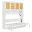 Lit escamotable peu encombrant avec armoire supérieure, éclairage à DEL intégré, ports de charge USB et conception grand format pliable pour les pièces multifonctionnelles.-2110432000