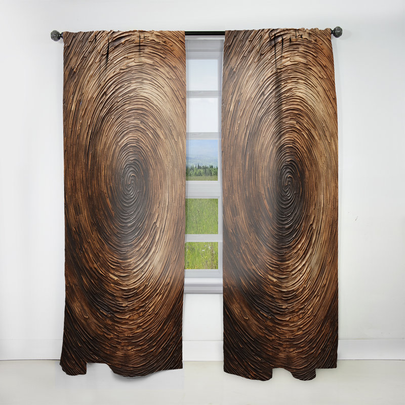 Brown Calm Current Spiral I - Abstract Spirals Room Darkening Abstract Curtain - 1 Panel, 52" W x 63" L