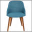Chaise de salle à manger / d'appoint en bois de noyer et tissu bleu sarcelle