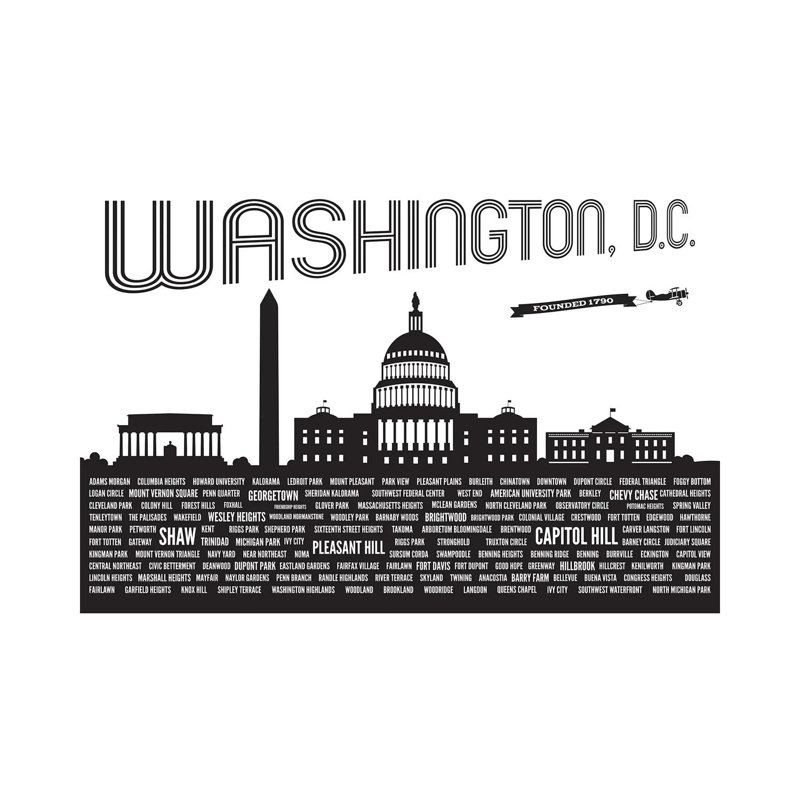 Washington DC Neighborhoods by Benton Park Prints - Print on Canvas, 20.32 cm H x 30.48 cm W, Wrapped Canvas