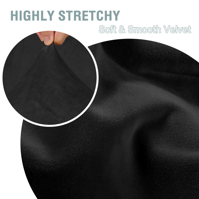 Luxurious Black Velvet Box Cushion Slipcover Set of 3