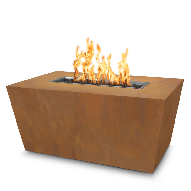 Mesa 24" H Steel Outdoor Fire Pit Table, Corten Steel, 24" H x 48" W x 24" D, Natural Gas