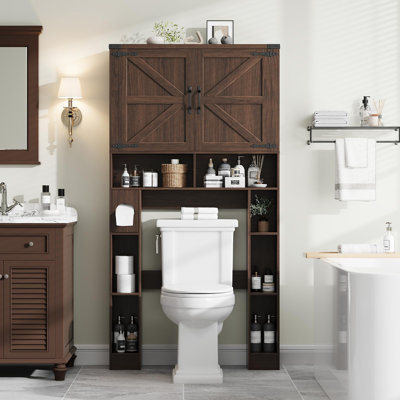 Over The Toilet Storage Cabinet With 2 Barn Doors