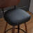 Set of 2 Mid Century Modern Swivel Bar Stools,  Upholstered Faux Leather Counter Height Barstools with Walnut Back & Bentwood Legs for Kitchen Island-247220270