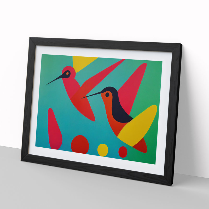 Abstract Hummingbirds Vol.2 - Single Picture Frame Print, Black, 34cm H x 46cm W x 2cm D