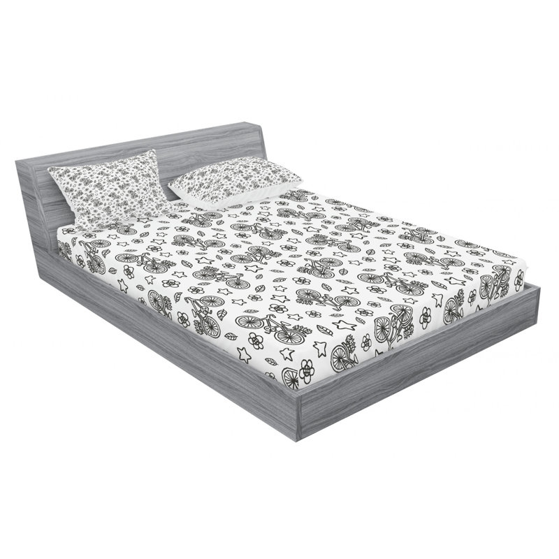 Microfiber Floral Sheet Set, Queen Sheet Set with Fitted Sheet