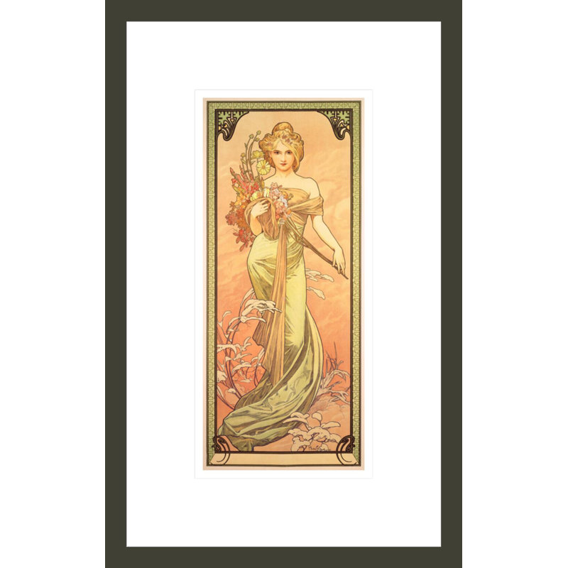 «The Seasons: Spring (1900)» par Alphonse Mucha, impression giclée encadrée, H 16,75 po x l 10,53 po