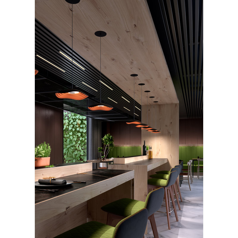 1 - Light LED Unique/Statement Pendant, Black, Copper