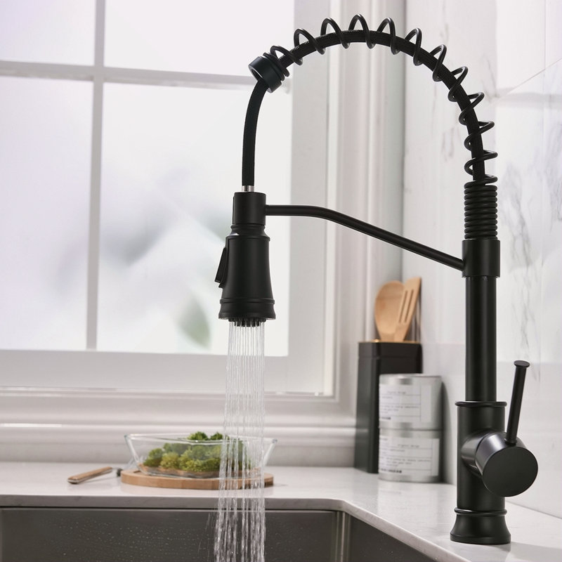 Kitchen Faucet With Pull Out Sprayer Black Stainless Steel Single Handle Kitchen Sink Faucets