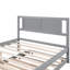 Lit plateforme double avec lit gigogne gris réglable - Option utile en bois de pin combiné-1830930418