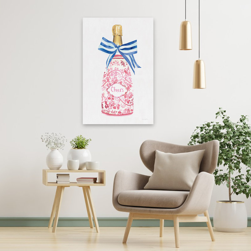 «Flirty Champagne I», art abstrait, art contemporain, H 36 po x l 24 po