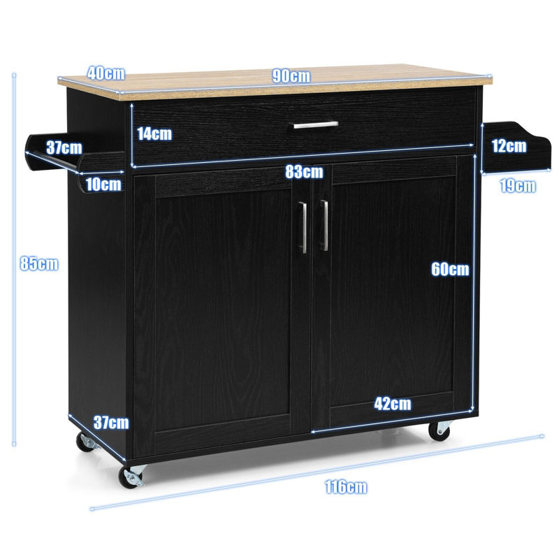 Maglione Kitchen Cart, Black