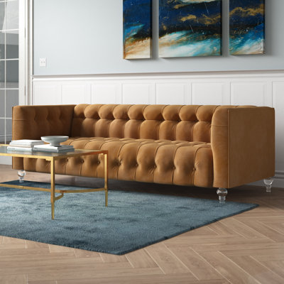  Bea Cognac Velvet Sofa