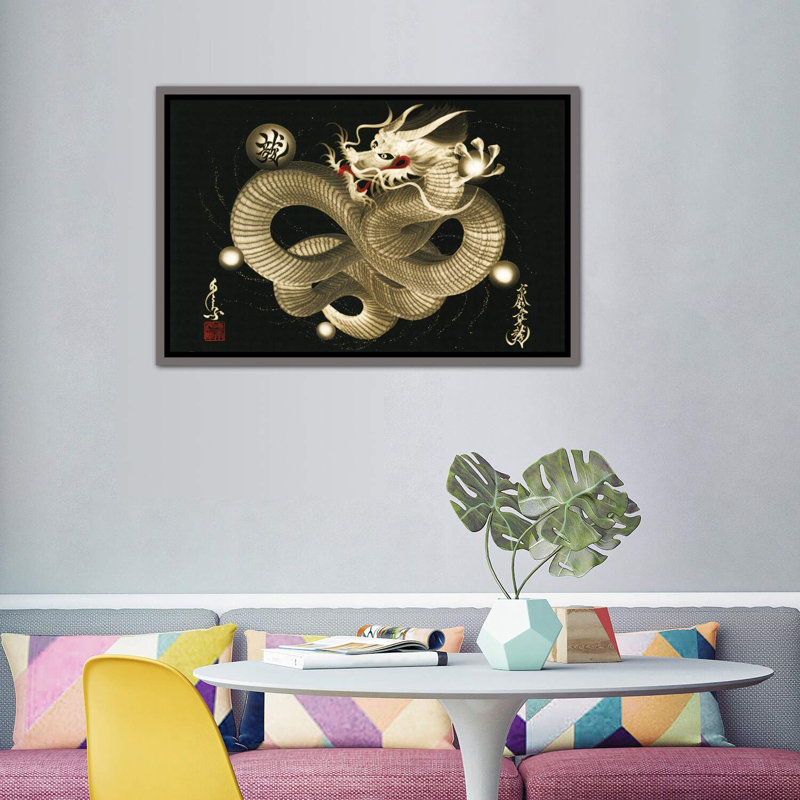 «Impendent Sky Dragon» - reproduction, H 40 po x l 60 po x 1,5 po, Toile encadrée de bois rustique foncé