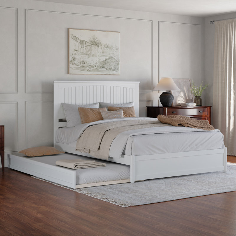 Lit plateforme avec lit gigogne et lit gigogne Darlean, Queen, White