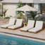 Ensemble de chaise longue en bois d'acacia massif avec COUSSIN LUNGE - Version assortie disponible