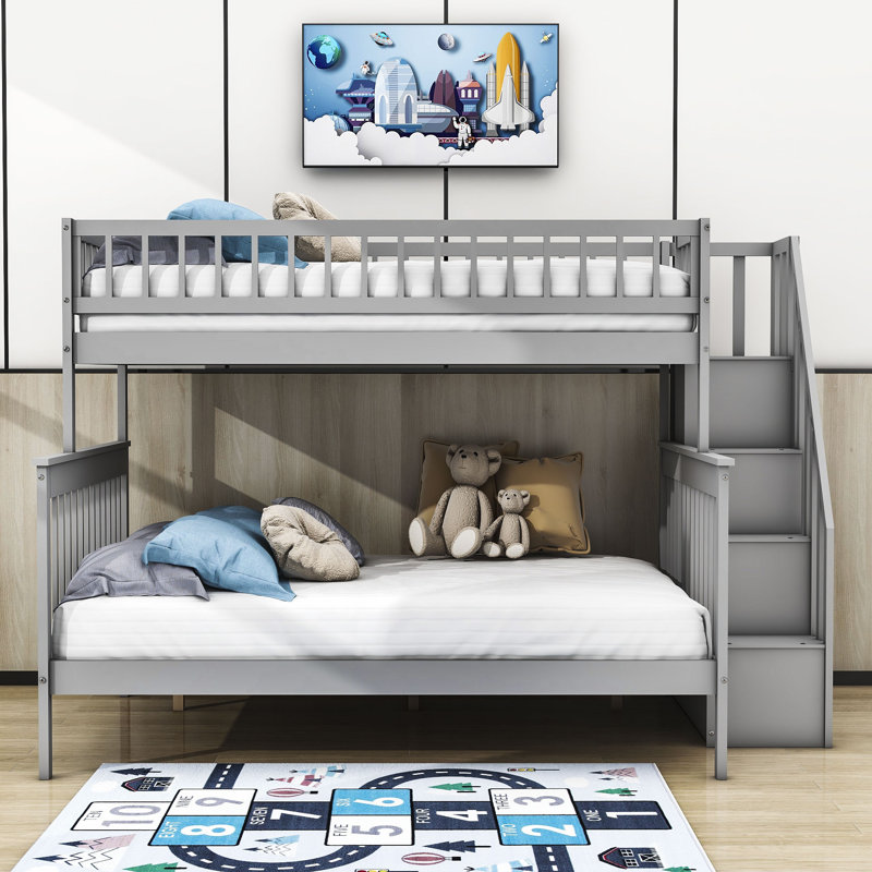 Doniqua Kids Twin Over Full Bunk Bed, Gray