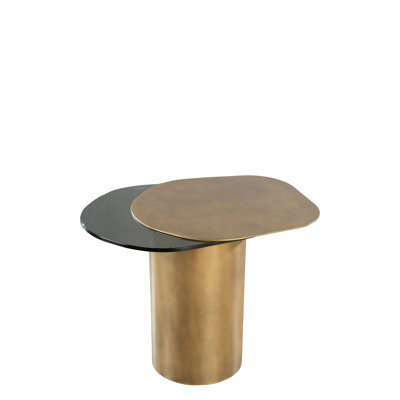 Cerryn Modern Irregular End Table with Sculptural Free Form Design and Glass Top – Contemporary Side Table