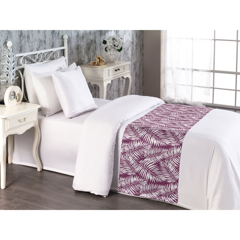  Chemin de lit Floral, Prune / Blanc, Lit simple