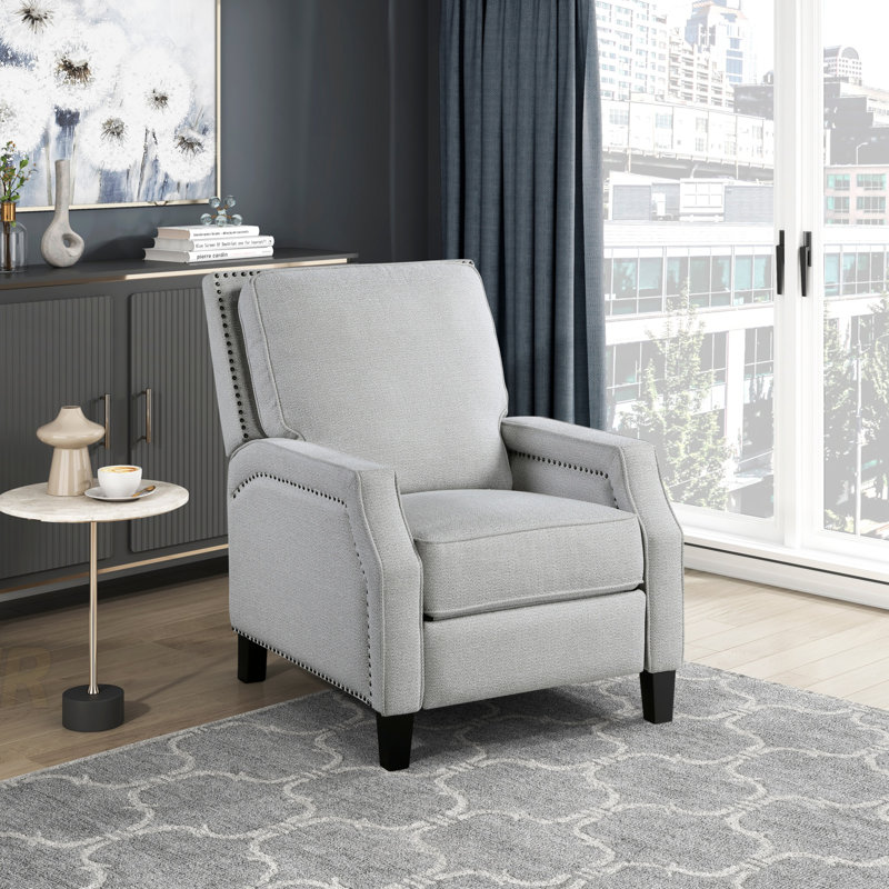 Chaise inclinable à dossier poussoir avec revêtement en chenille, style transitionnel et rembourrage en mousse confortable pour les salons modernes