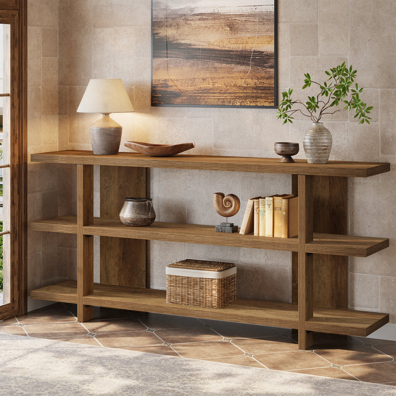 63 Inches Entryway Console Table with Storage, 3-Tier Narrow Long Sofa Table for Living Room