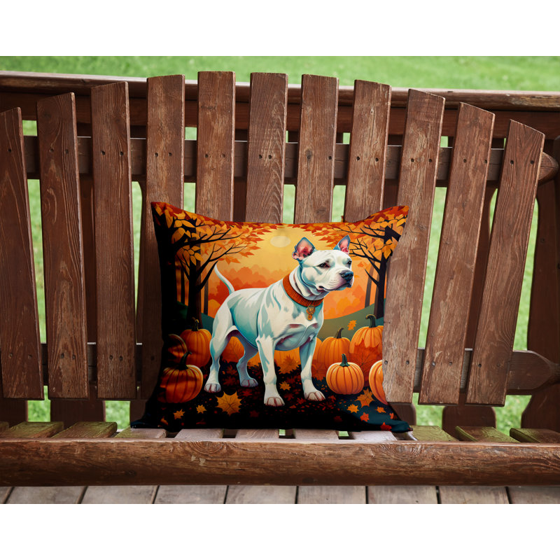 Coussin décoratif en tissu blanc Pit Bull Terrier, 14 po x 14 po