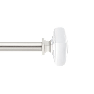 Ensemble de tringle à rideaux de 5/8 po de diamètre Mode Simplicity avec embouts carrés transparents et tringle ajustable murale en acier, convient aux fenêtres de 32 à 90 po