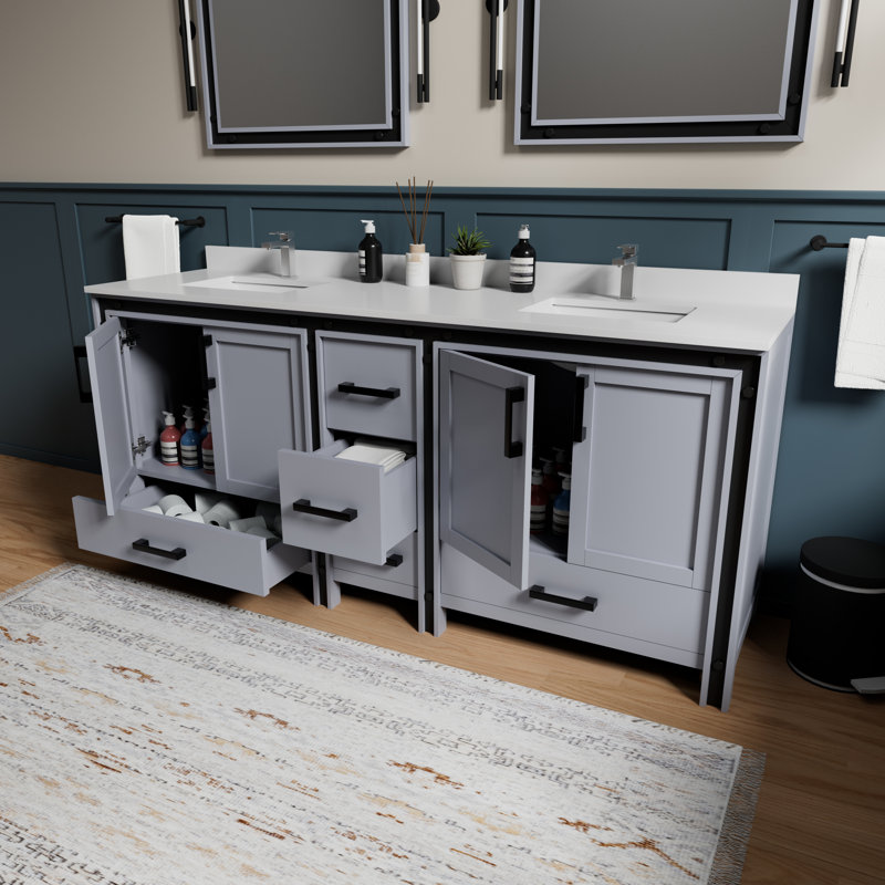Ziva 80 in W x 22 in D Double Bath Vanity, Dark Grey