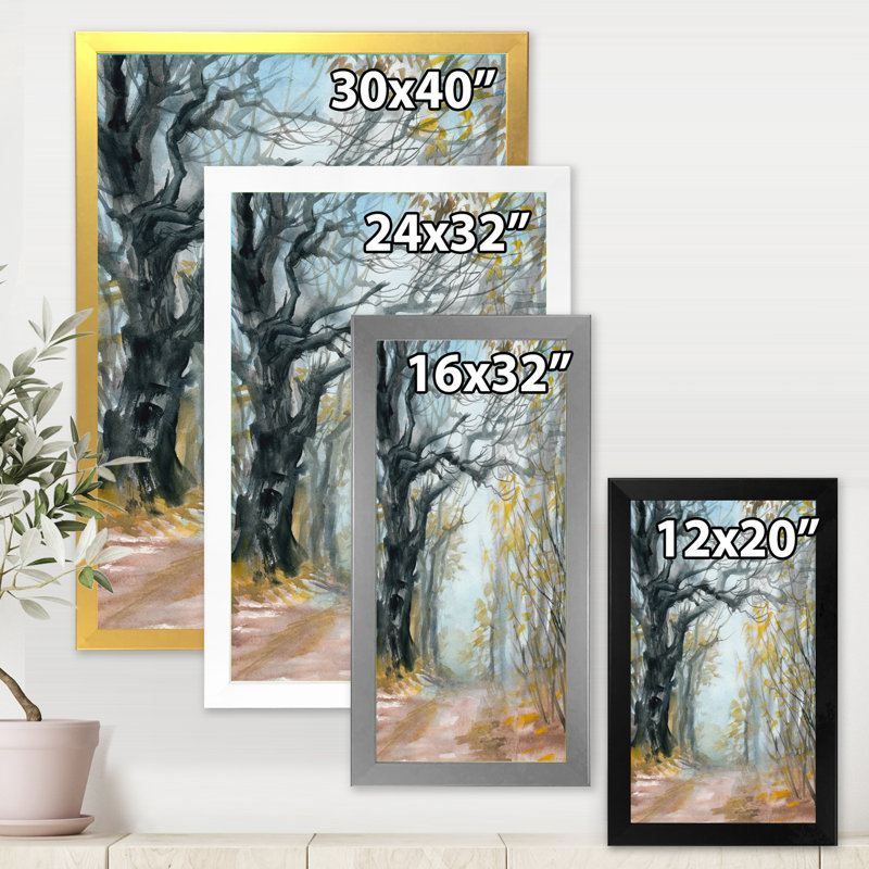 «Autumn Misty Forest», reproduction sur toile, H 20 po x l 12 po x P 1,5 po, Toile encadrée dorée