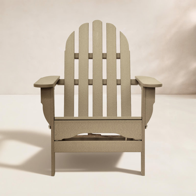 Leighton Foldable Outdoor Adirondack Chair, Weathered Wood