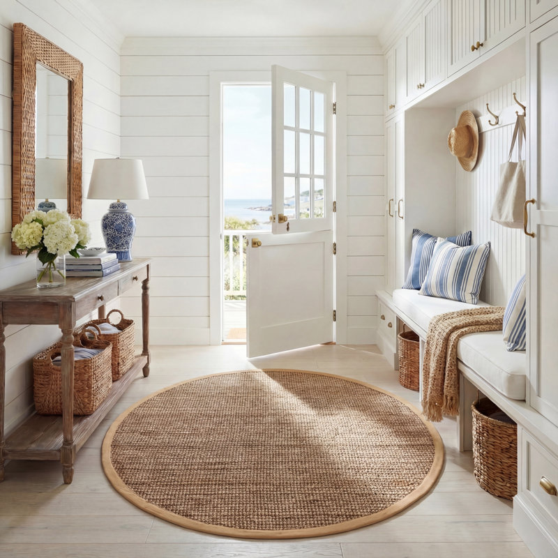 Tapis naturel tissé à plat Chester, Rond 7 pi