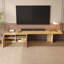 Meuble télé Mid-Century moderne extensible avec portes cannelées pour meuble télé de 65/70/75/80 po