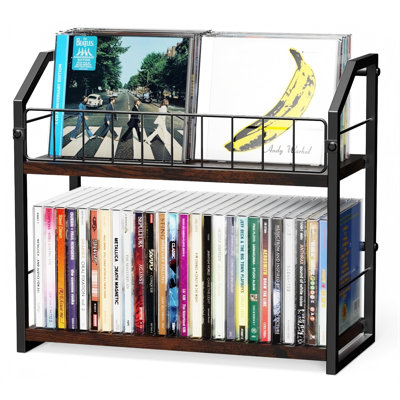 Support de CD à 2 niveaux, tablette de rangement pour CD, organisateur de CD avec tablette supérieure, support de CD de qualité supérieure pour le bureau à domicile, peut contenir jusqu'à 60 tablettes standard, idéal pour les amateurs de musique