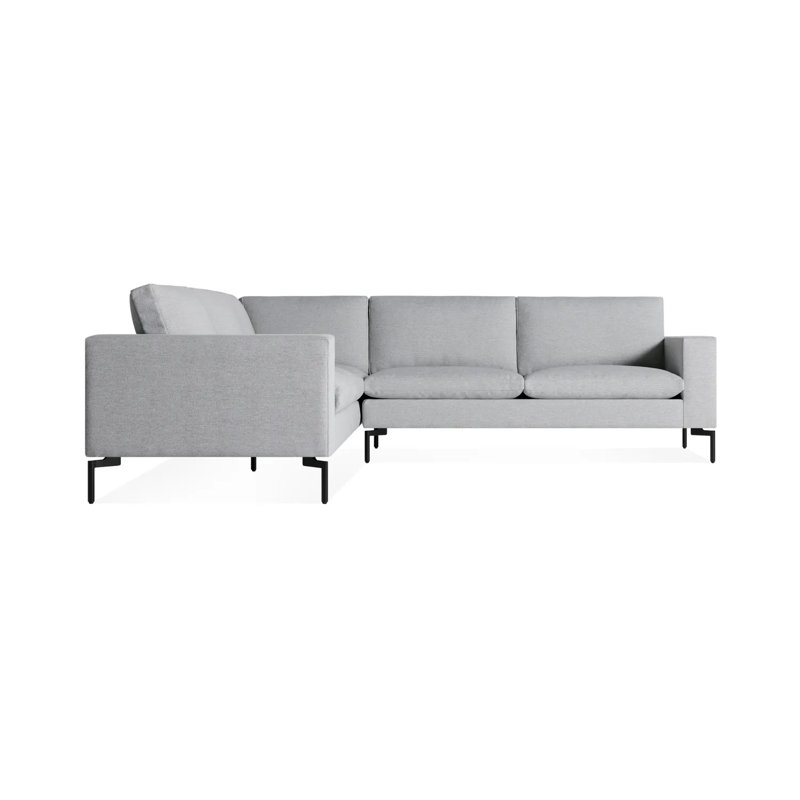New Standard Upholstered L-Shaped Sectional, Black, Maharam Mode in Intaglio Crossweave, Right Hand Facing