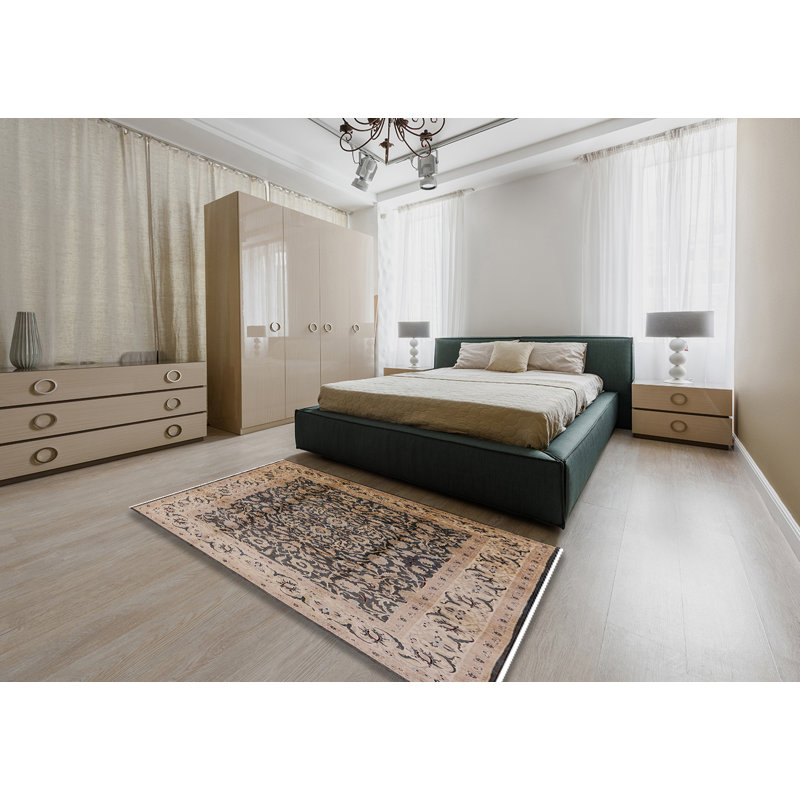 Tapis oriental beige / noir Tavernier, Rectangle 4 pi x 6 pi