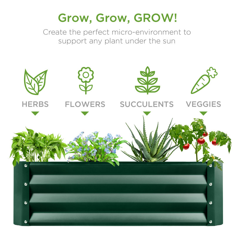Rollon Metal Raised Garden Bed, Green