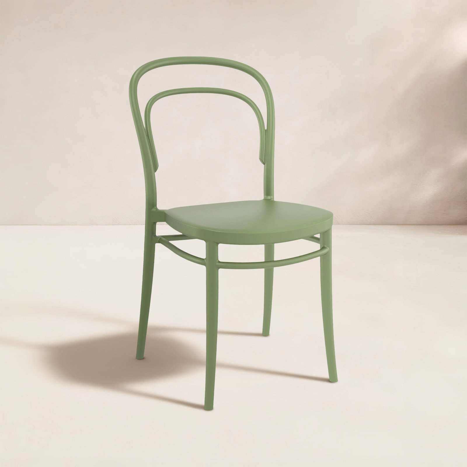 Farrah Stacking Patio Dining Side Chair, Olive Green