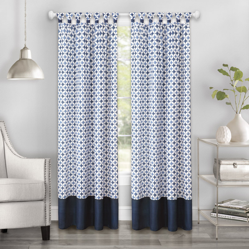 Abbieleigh Semi Sheer Curtain Single Panel, Navy, 50" W x 63" L