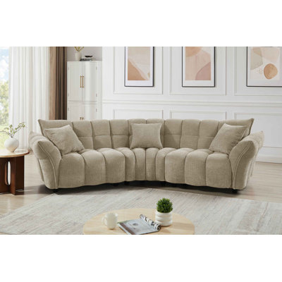 Minimore Modern Style 136" W Marigold Curved Shape 4S Sofa