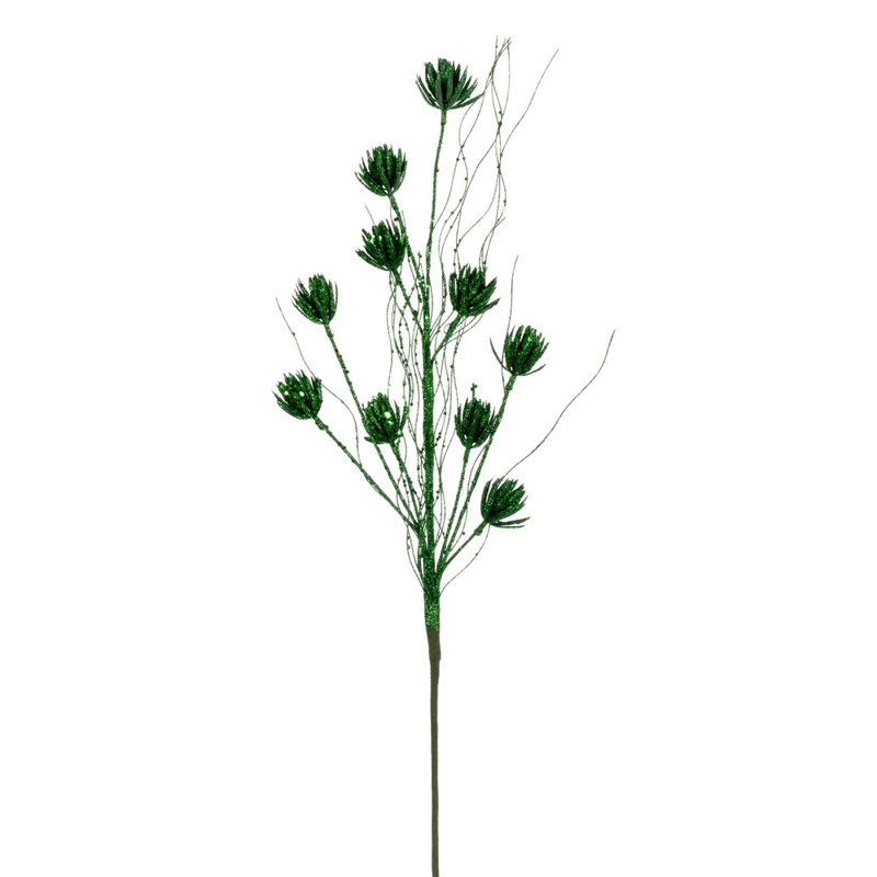 Vickerman 30" Seafoam Mini Flower Glitter Spray, 6 per bag., Light Green