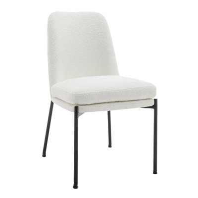 Modern Curved Back Dining Chair With Metal Base, Upholstered Accent Chair For Dining Room, Home Office by Ebern Designs