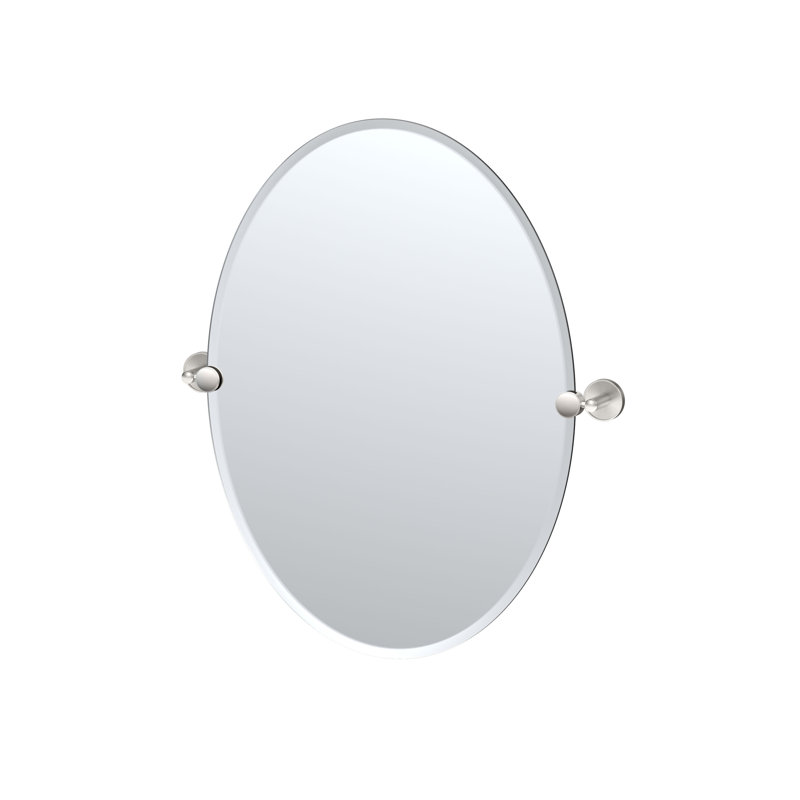 Miroir de salle de bain mural Sky Miroir mural biseauté et pivotant (inclinable), 26,5 po x 22,88 po, Nickel satiné