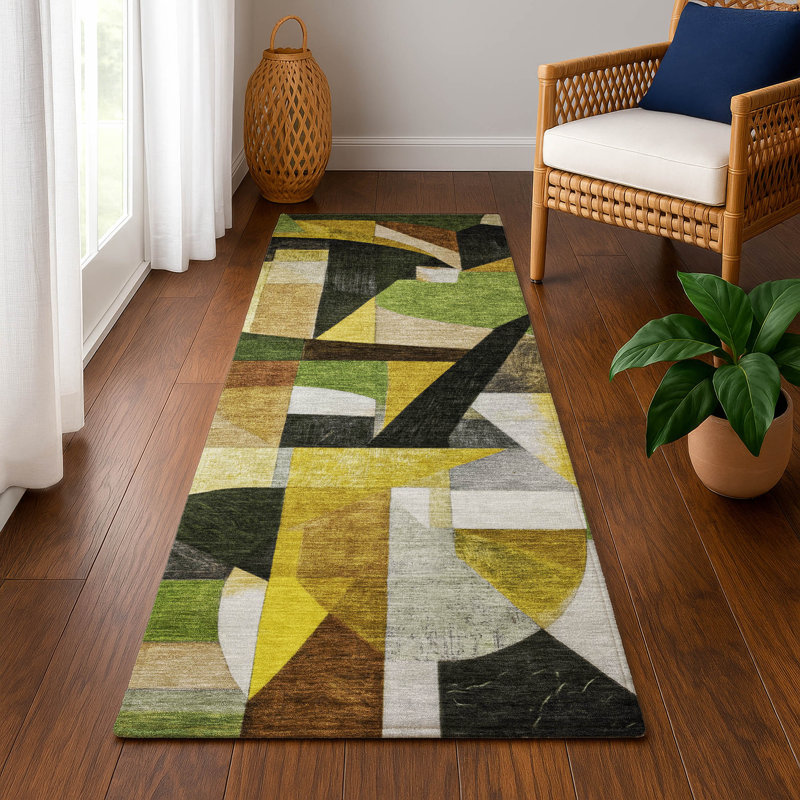 Premium Machine Washable Lubbers AMF1757 Abstract Rug, Runner 2'3" x 7'6"