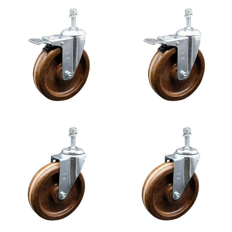 Ensemble de roulettes à tige pivotantes de 6 po à haute température de 6 po et à blocage total de 10 mm SCC
