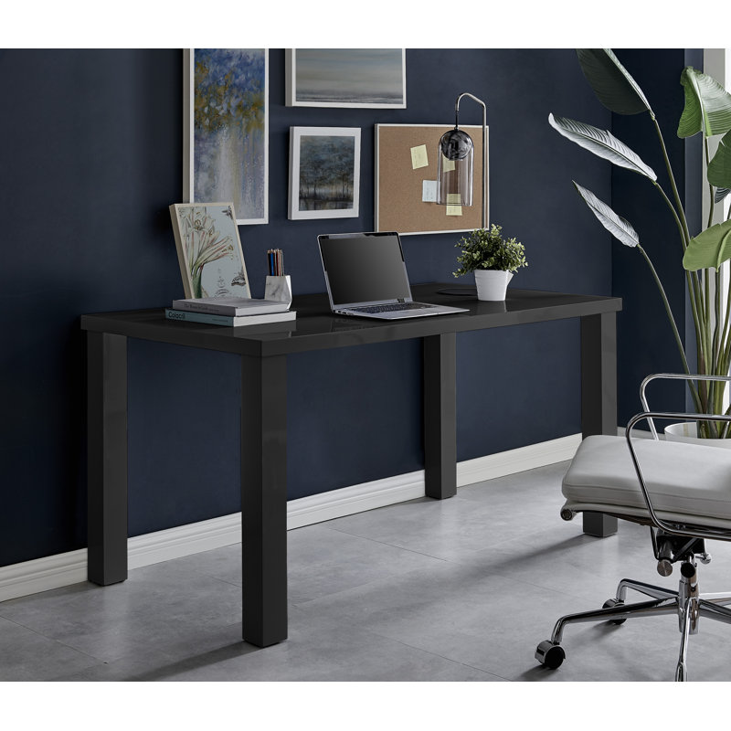 Bureau à domicile Eubanks ultrabrillant, Noir, noir, noir, noir, H 29,53 po x l 59,06 po x P 31,5 po