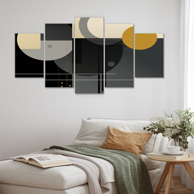 Moon Phases Modernism Minimal Circles - Minimalisme, art mural pour le salon, 5 pièces